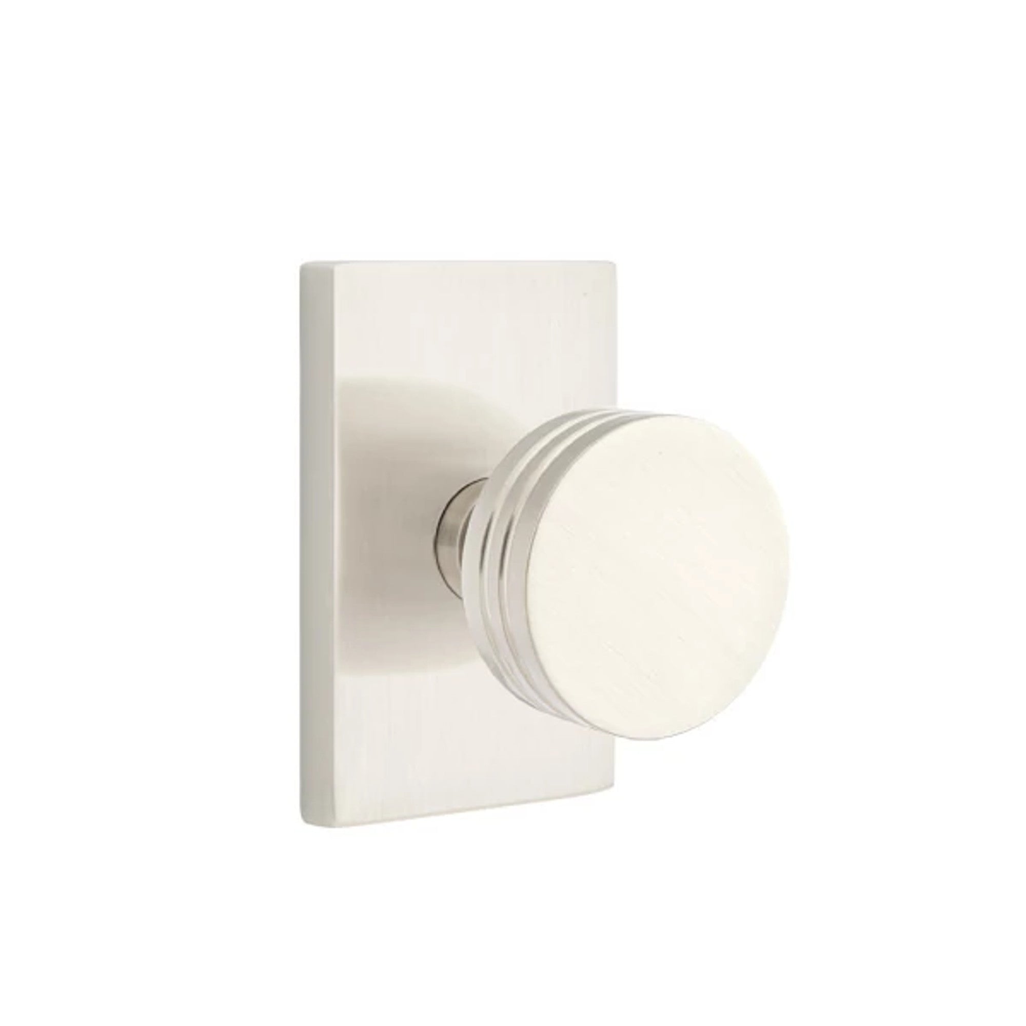 Emtek Bern Knob with Modern Rectangular Rosette in Satin Nickel