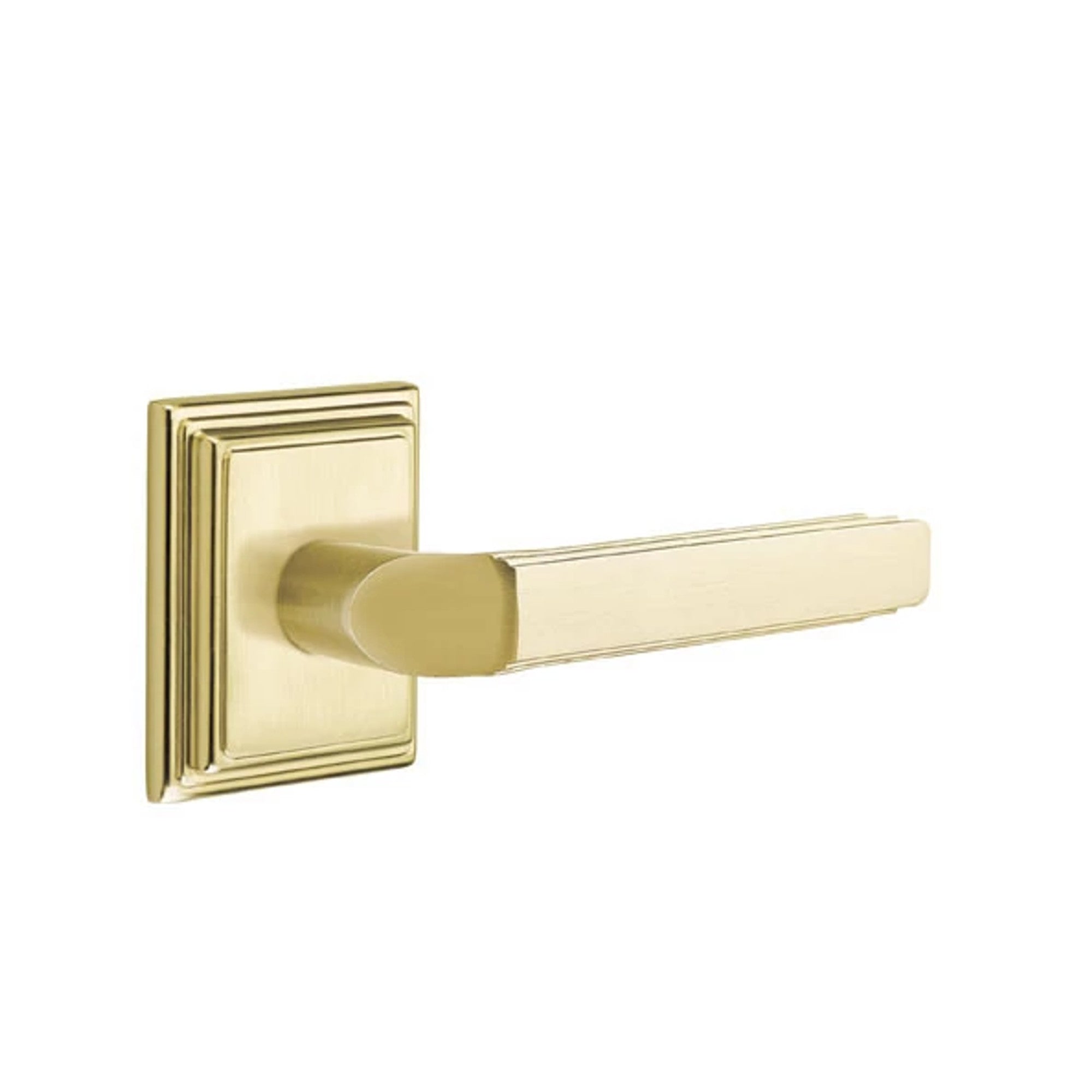 Emtek Milano Lever with Wilshire Rosette in Satin Brass