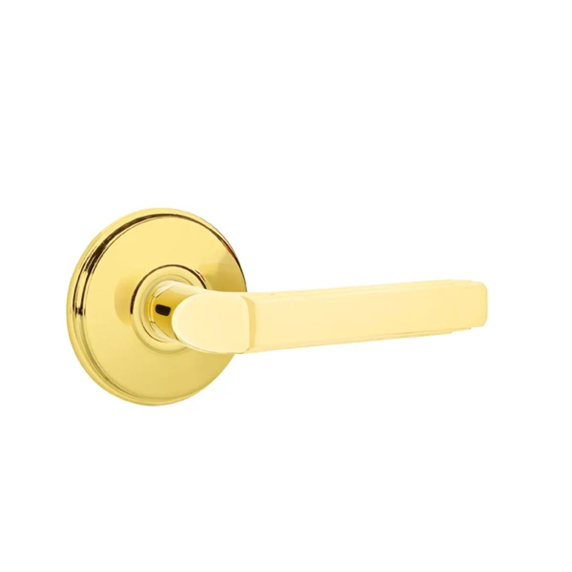 Emtek Milano Lever with Watford Rosette in Unlacquered Brass
