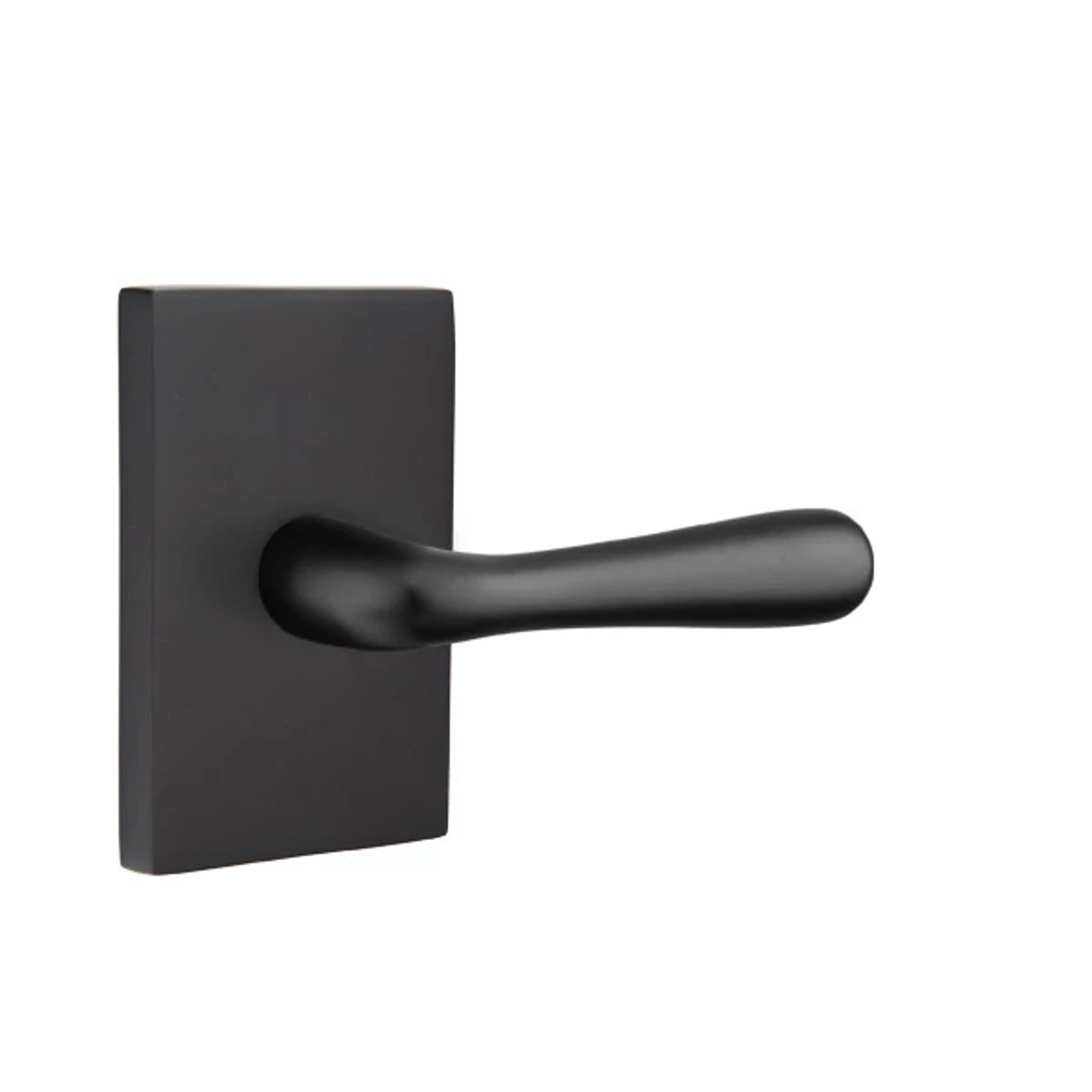 Emtek Basel Lever with Modern Rectangular Rosette in Flat Black