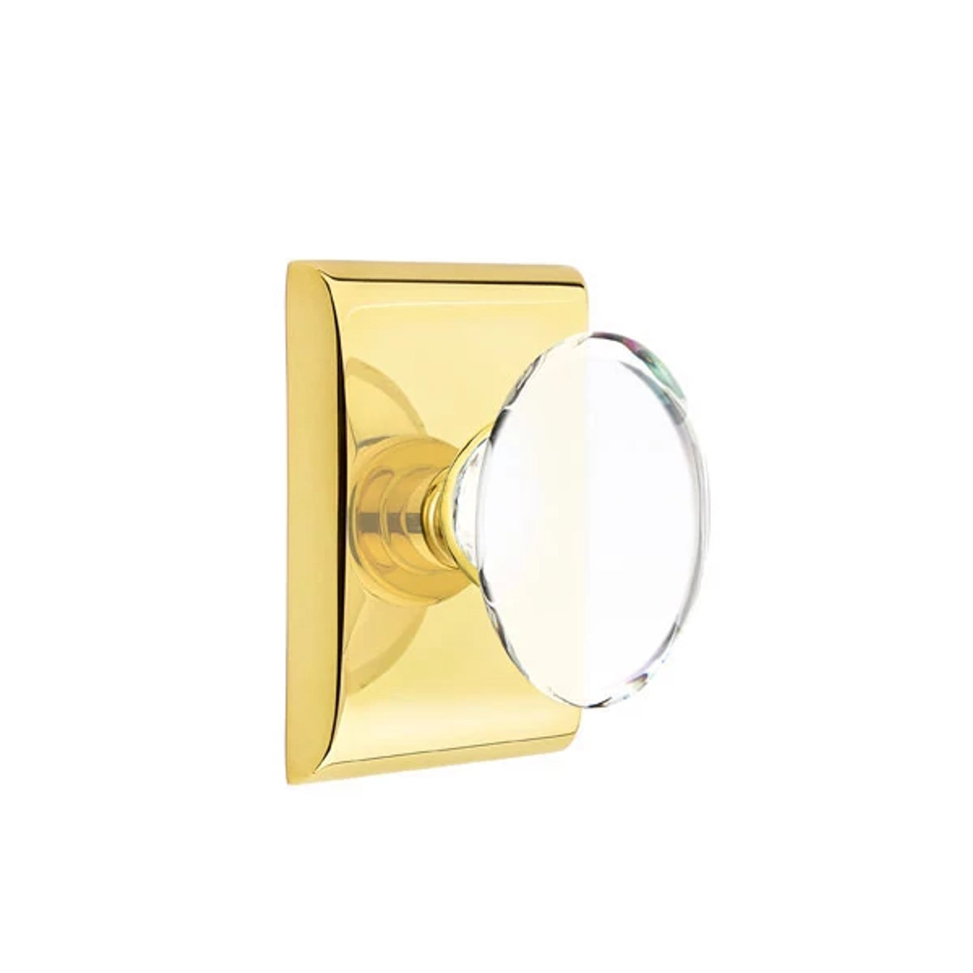 Emtek Hampton Knob with Neos Rosette in Unlacquered Brass