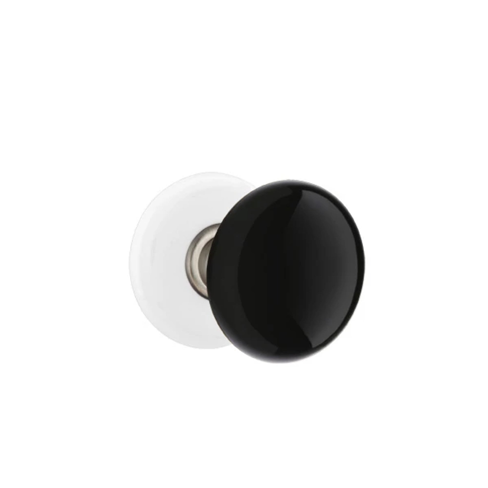 Emtek Ebony Knob with Porcelain Rosette in Pewter