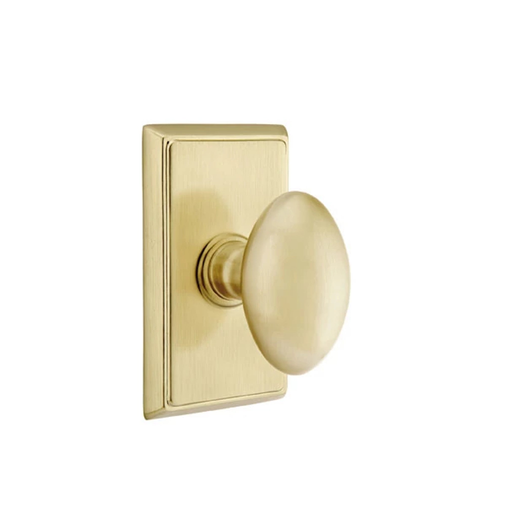 Emtek Egg Knob with Rectangular Rosette in Satin Brass