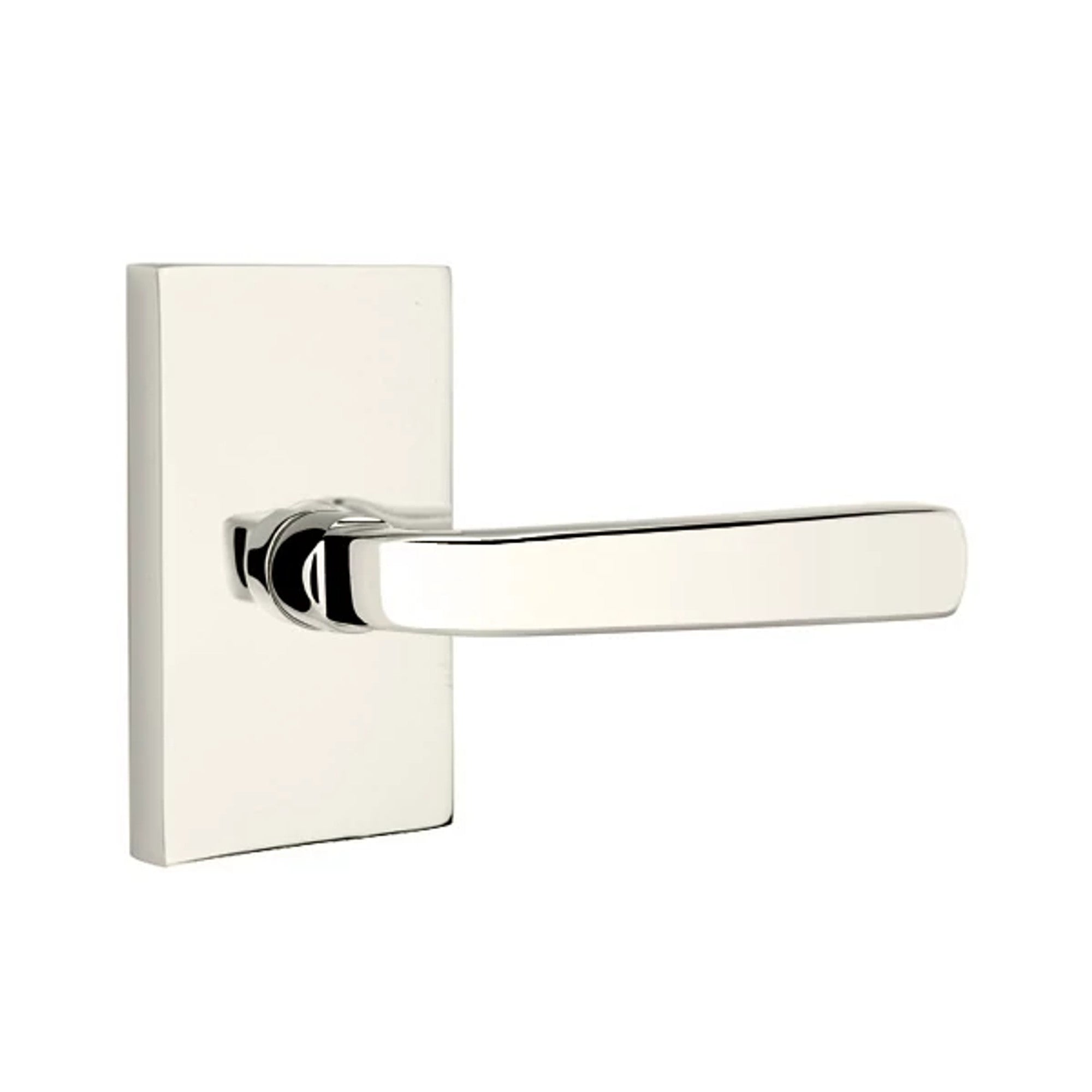 Emtek Sion Lever with Modern Rectangular Rosette in Polished Nickel