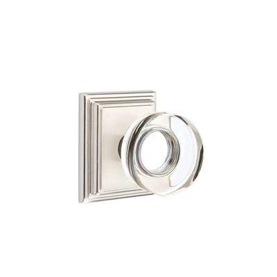Emtek Modern Disc Glass Knob with Wilshire Rosette in Satin Nickel