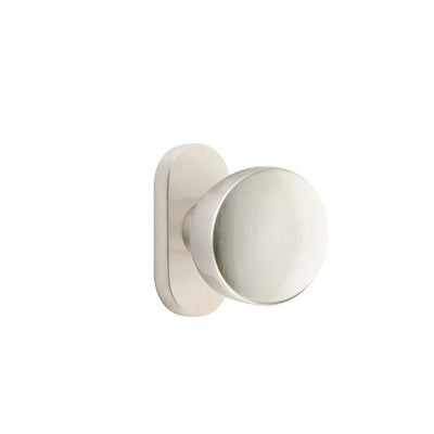 Emtek Laurent Knob with Oval Stretto 1-1/2" x 3" in Satin Nickel