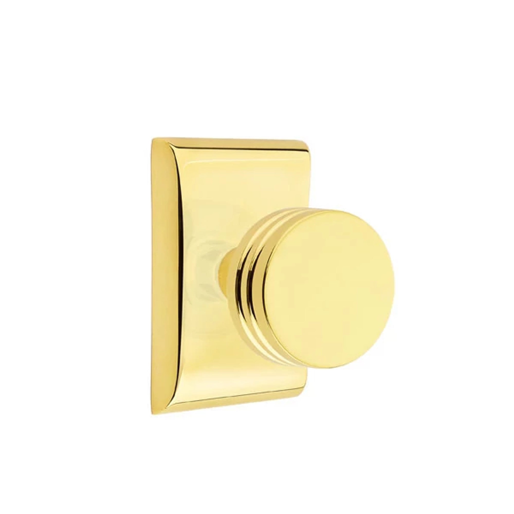 Emtek Bern Knob with Neos Rosette in Unlacquered Brass