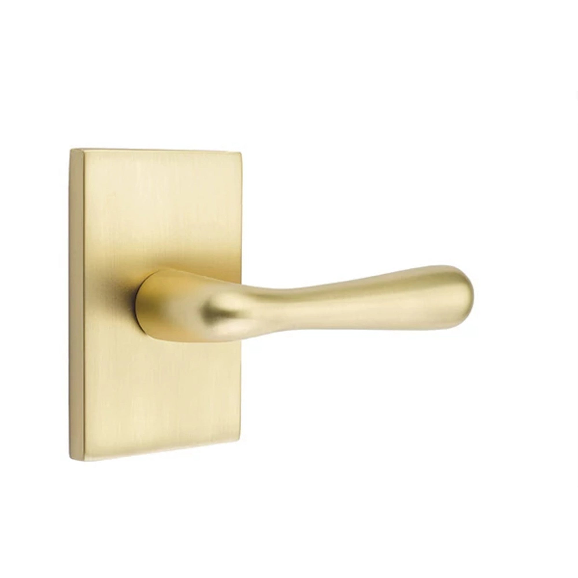 Emtek Basel Lever with Modern Rectangular Rosette in Satin Brass