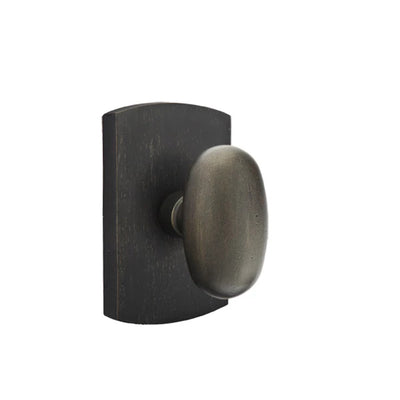 Emtek Egg Bronze Knob with #4 Rosette in Medium Bronze