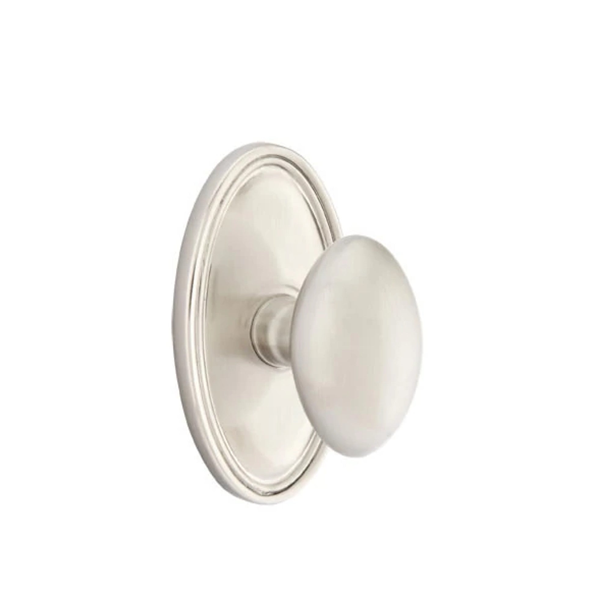 Emtek Egg Knob with Oval Rosette in Satin Nickel