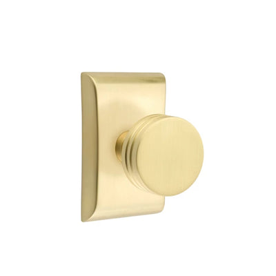 Emtek Bern Knob with Neos Rosette in Satin Brass