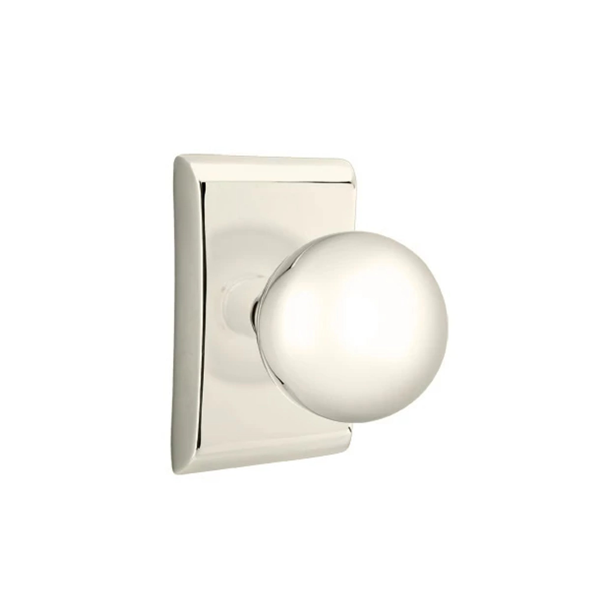 Emtek Orb Knob with Neos Rosette in Polished Nickel