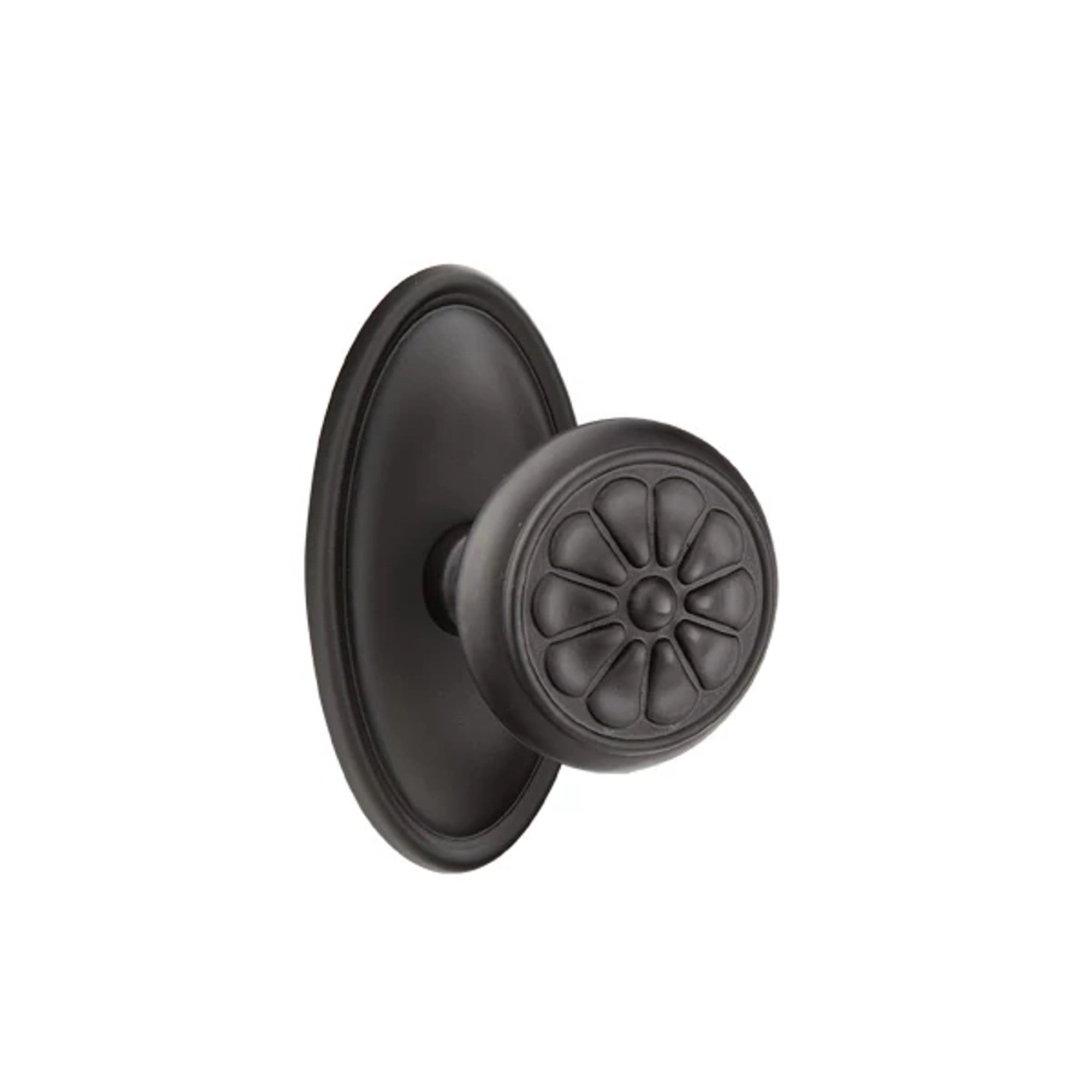 Emtek Petal Knob with #14 Rosette in Flat Black Bronze