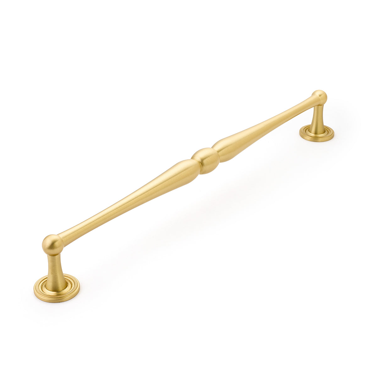 Schaub Atherton 15" C-C Appliance Pull, Plain Footplate in Satin Brass