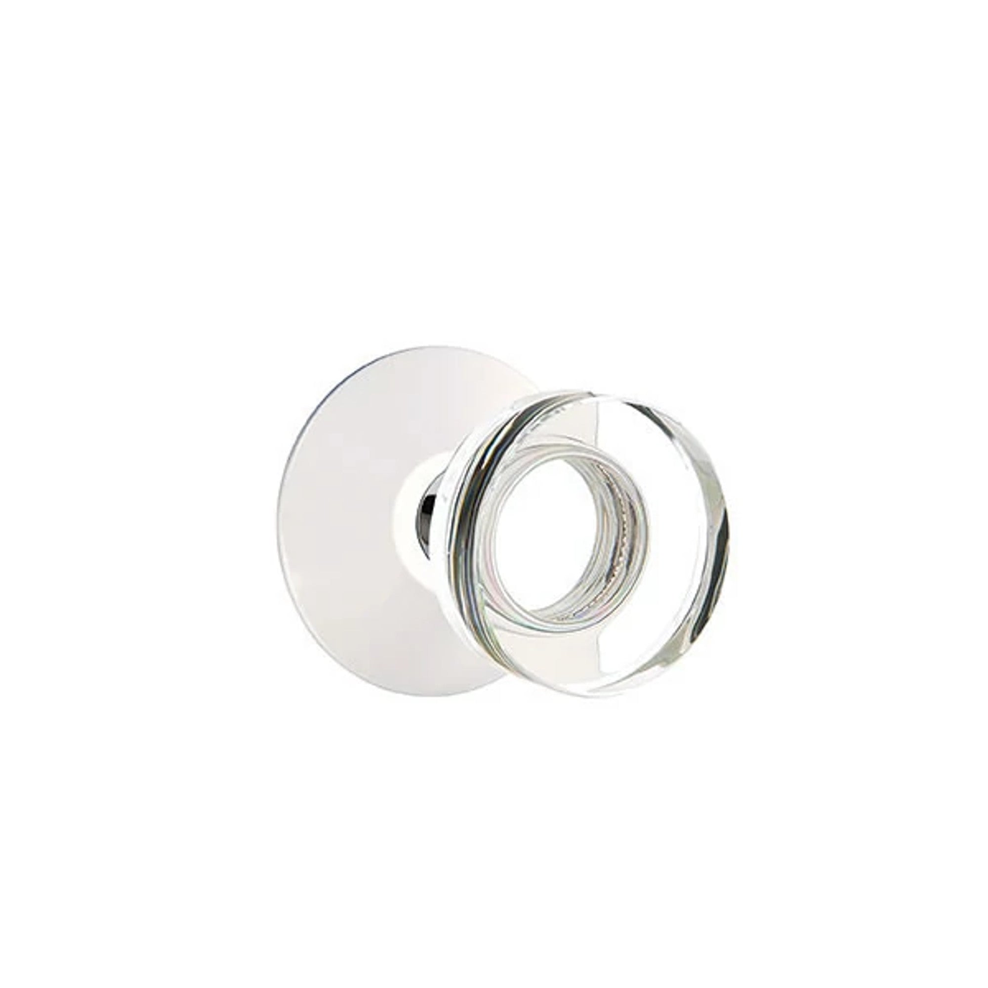 Emtek Modern Disc Glass Knob with Modern Rosette in Polished Chrome