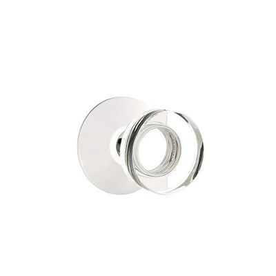 Emtek Modern Disc Glass Knob with Modern Rosette in Polished Chrome