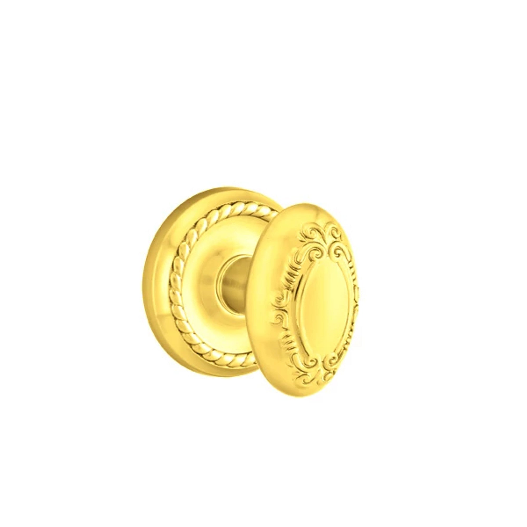 Emtek Victoria Knob with Rope Rosette in Unlacquered Brass