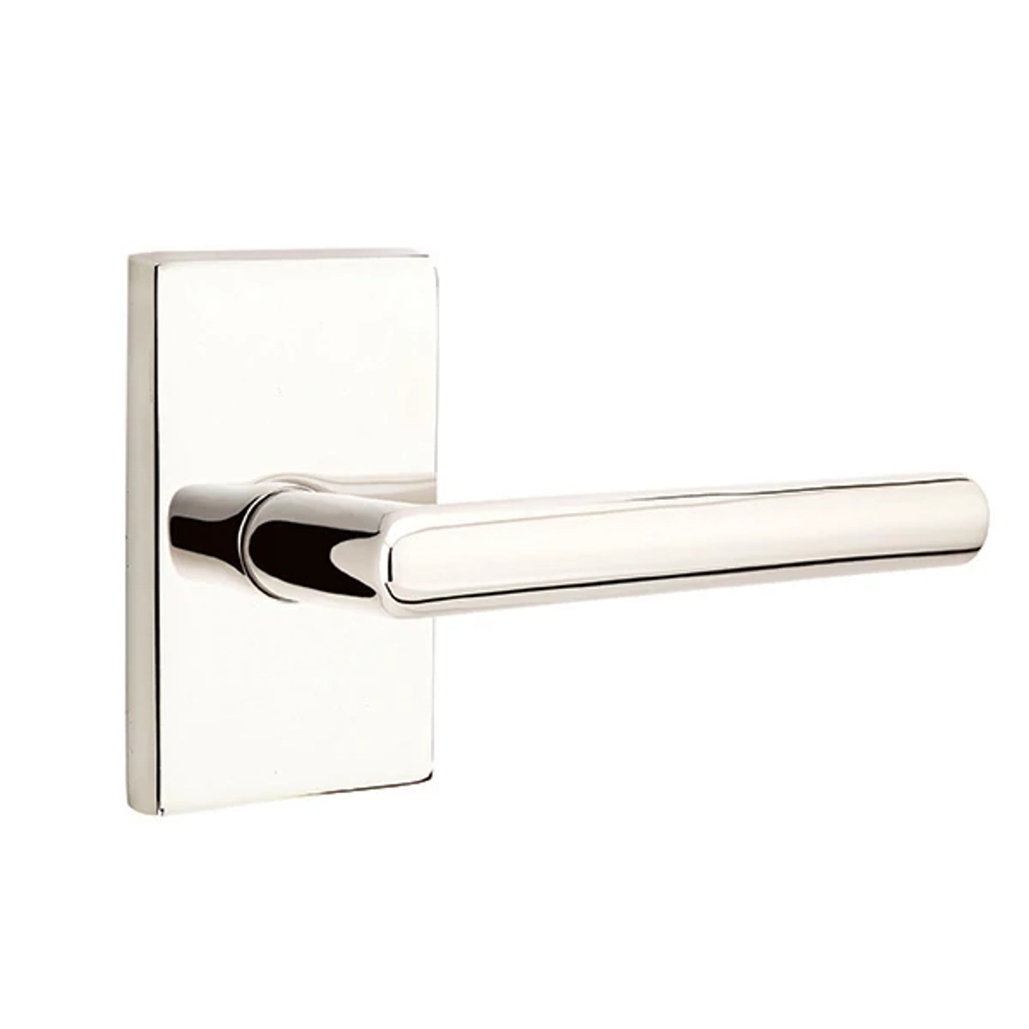 Emtek Stuttgart Lever with Modern Rectangular Rosette in Polished Nickel