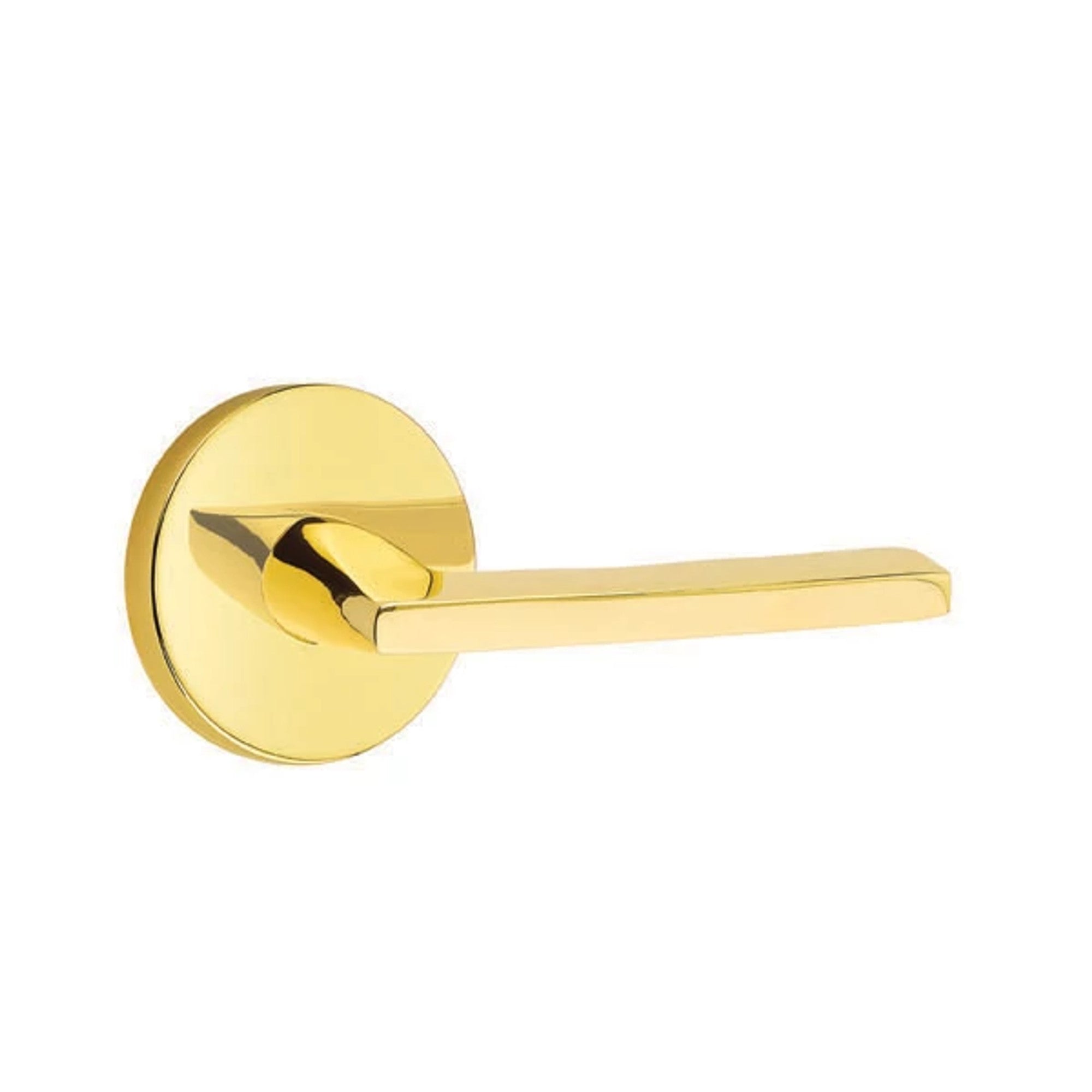 Emtek Helios Lever with Disk Rosette in Unlacquered Brass