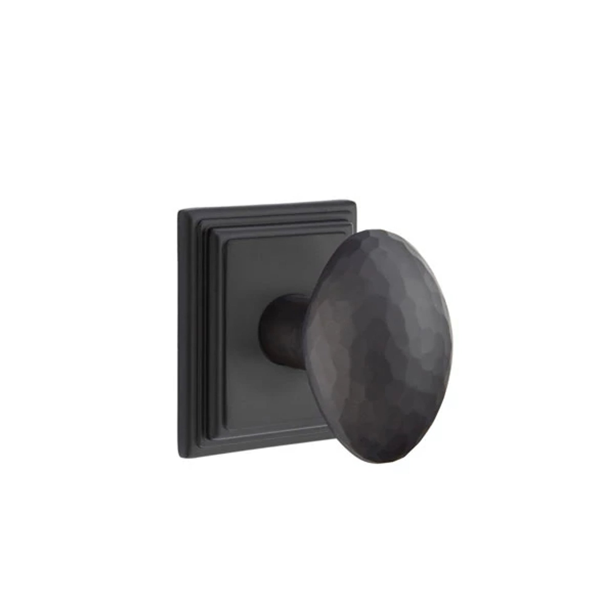 Emtek Hammered Egg Knob with Wilshire Rosette in Flat Black