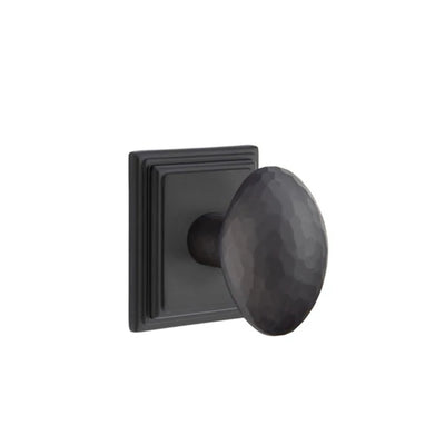 Emtek Hammered Egg Knob with Wilshire Rosette in Flat Black