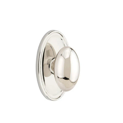 Emtek Egg Knob with Oval Rosette in Polished Nickel