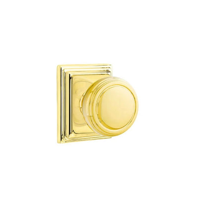 Emtek Norwich Knob with Wilshire Rosette in Polished Brass