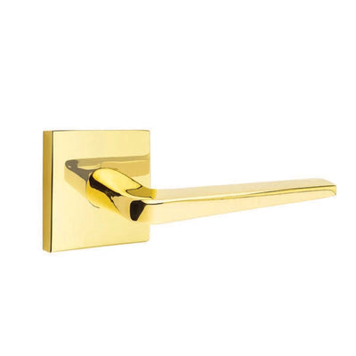 Emtek Athena Lever with Square Rosette in Unlacquered Brass
