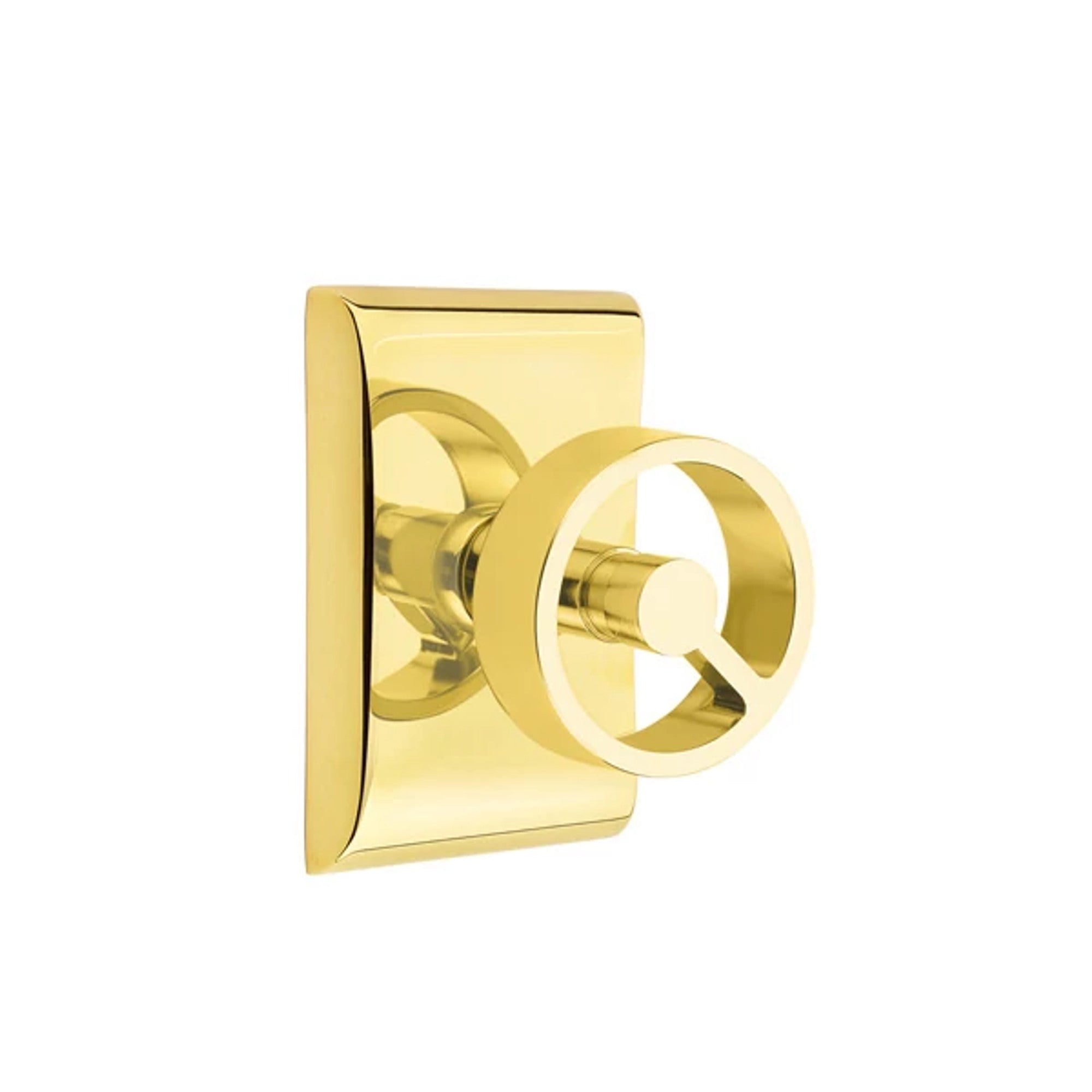 Emtek Spoke Knob with Neos Rosette in Unlacquered Brass