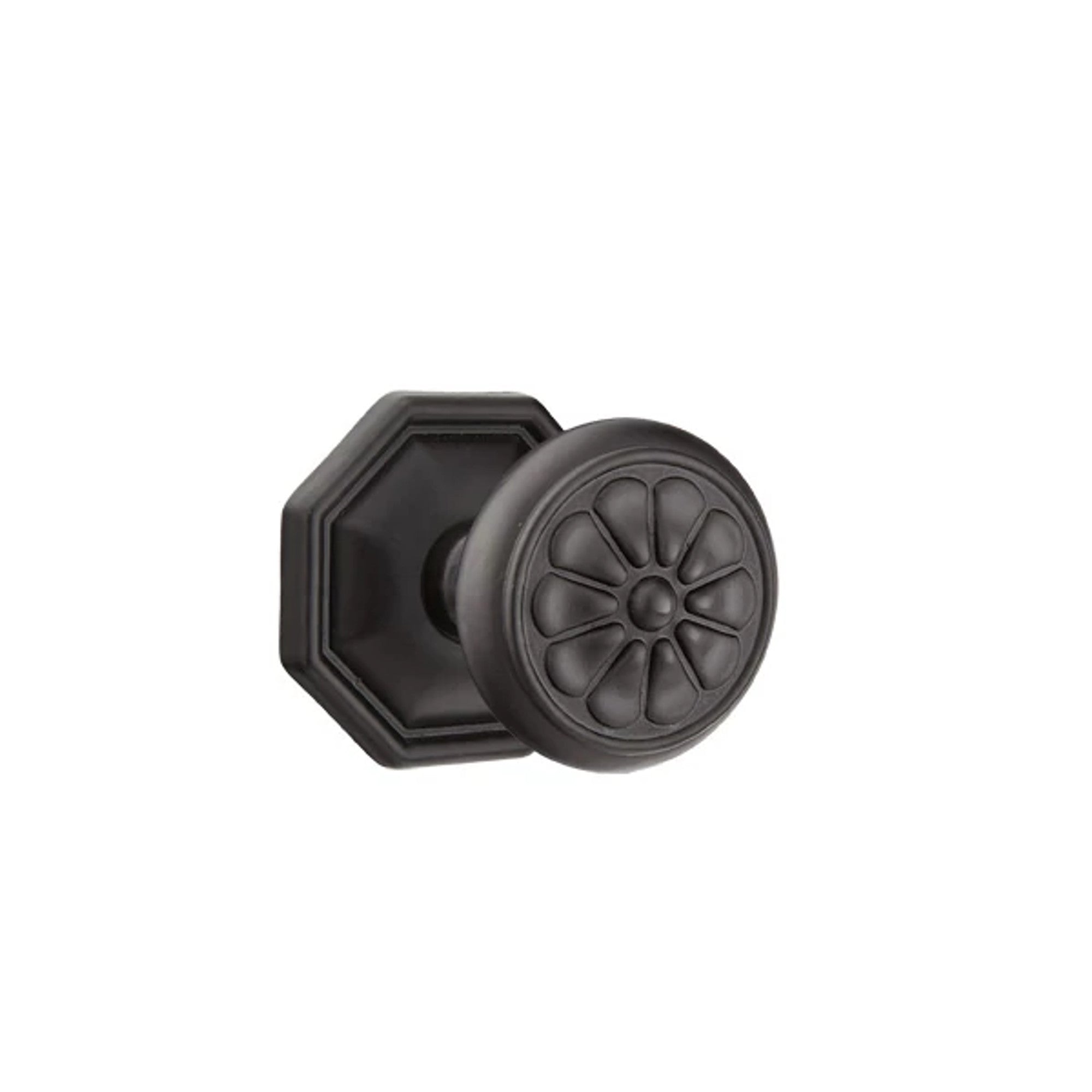 Emtek Petal Knob with #15 Rosette in Flat Black Bronze