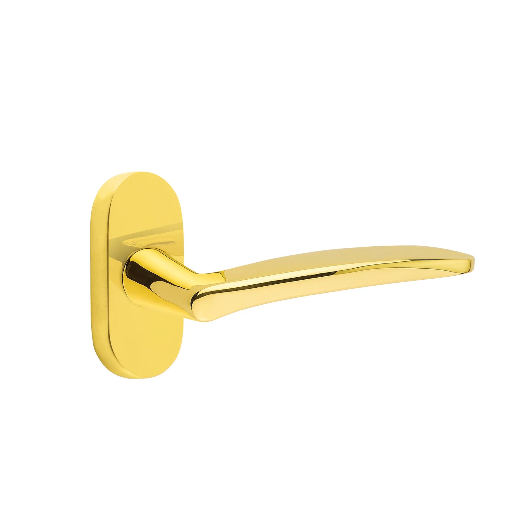 Emtek Poseidon Lever with Oval Stretto 1-1/2" x 3" in Unlacquered Brass