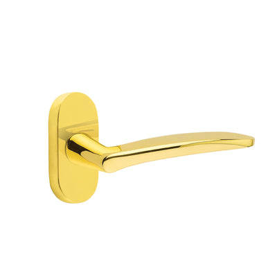 Emtek Poseidon Lever with Oval Stretto 1-1/2" x 3" in Unlacquered Brass