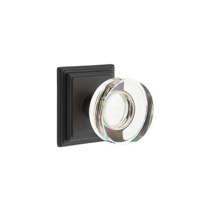 Emtek Modern Disc Glass Knob with Wilshire Rosette in Flat Black