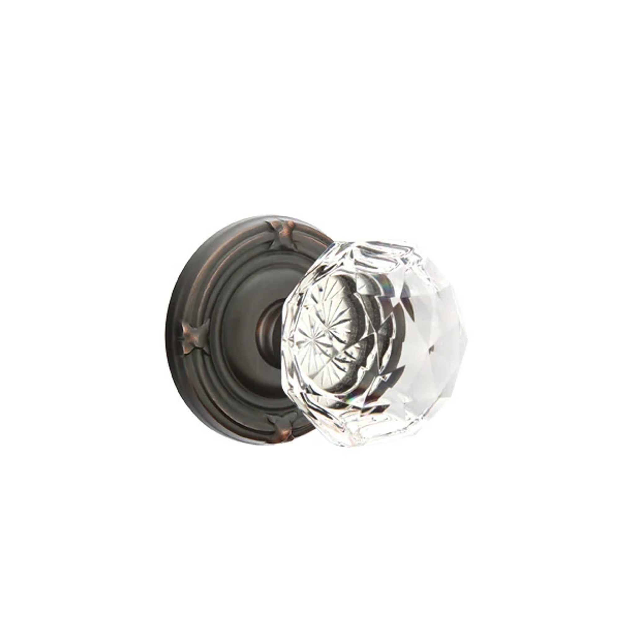 Emtek Diamond Knob with Ribbon & Reed Rosette in Oil Rubbed Bronze