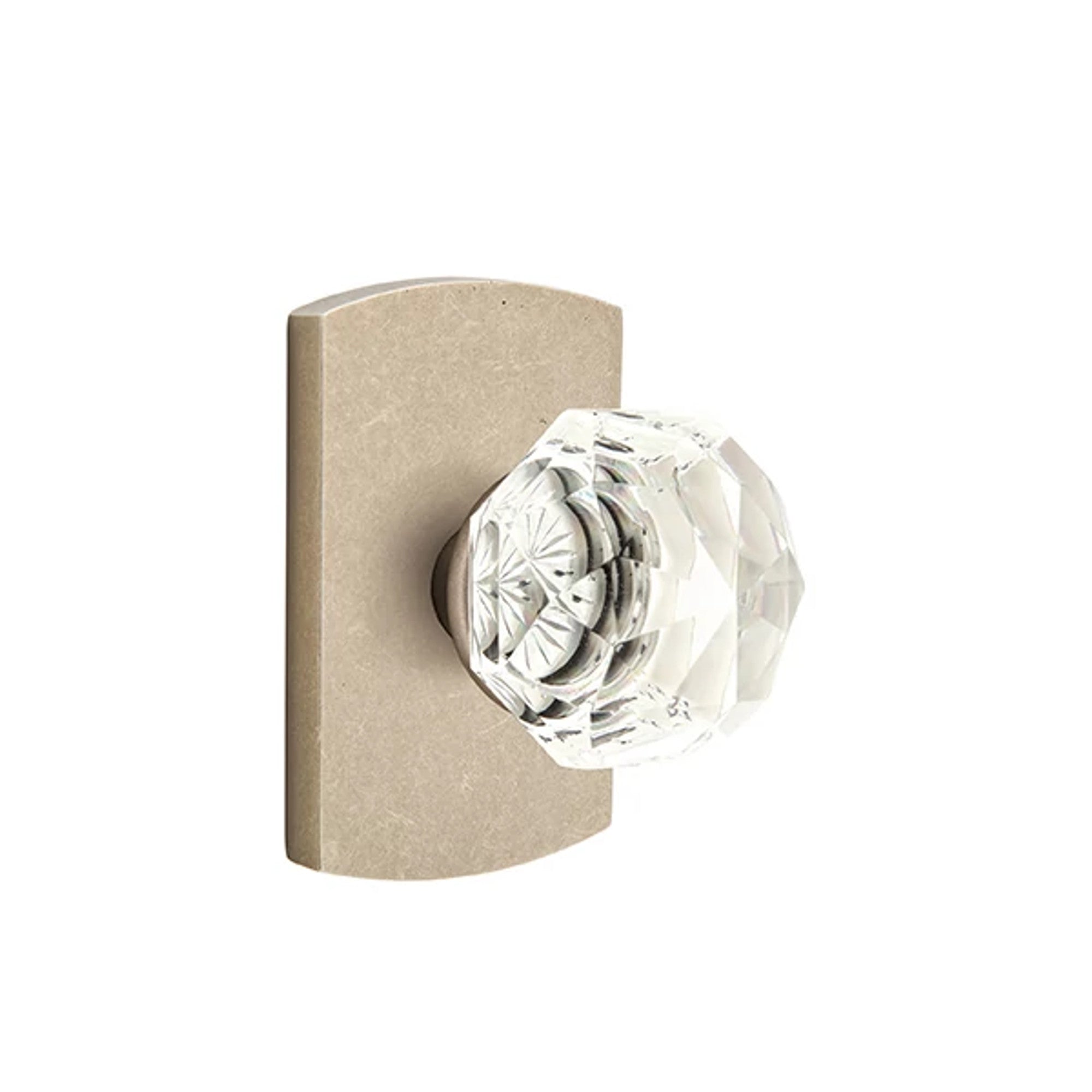 Emtek Diamond Knob with #4 Rosette in Tumbled White Bronze