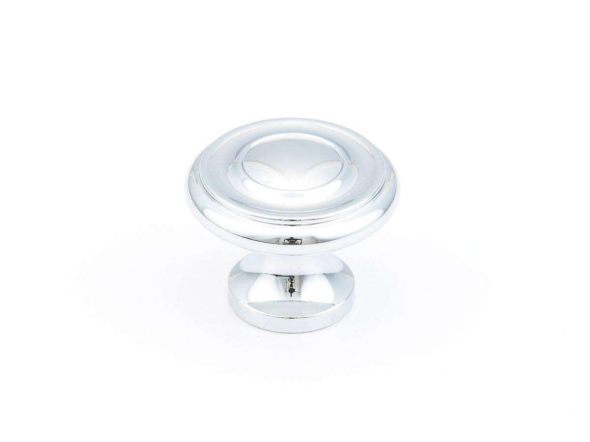 Schaub Traditional Knobs 1-1/4" Stepped Round Knob in Polished Chrome