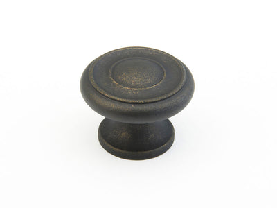 Schaub Traditional Knobs 1-1/2" Stepped Round Knob in Distressed Bronze