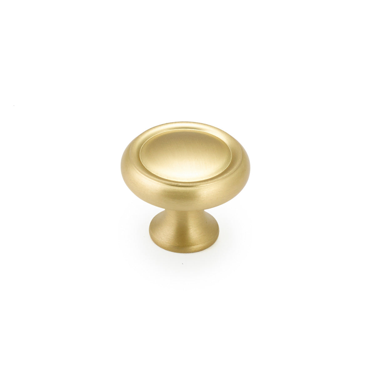 Schaub Traditional Knobs 1-1/4" Rimmed Round Knob in Satin Brass
