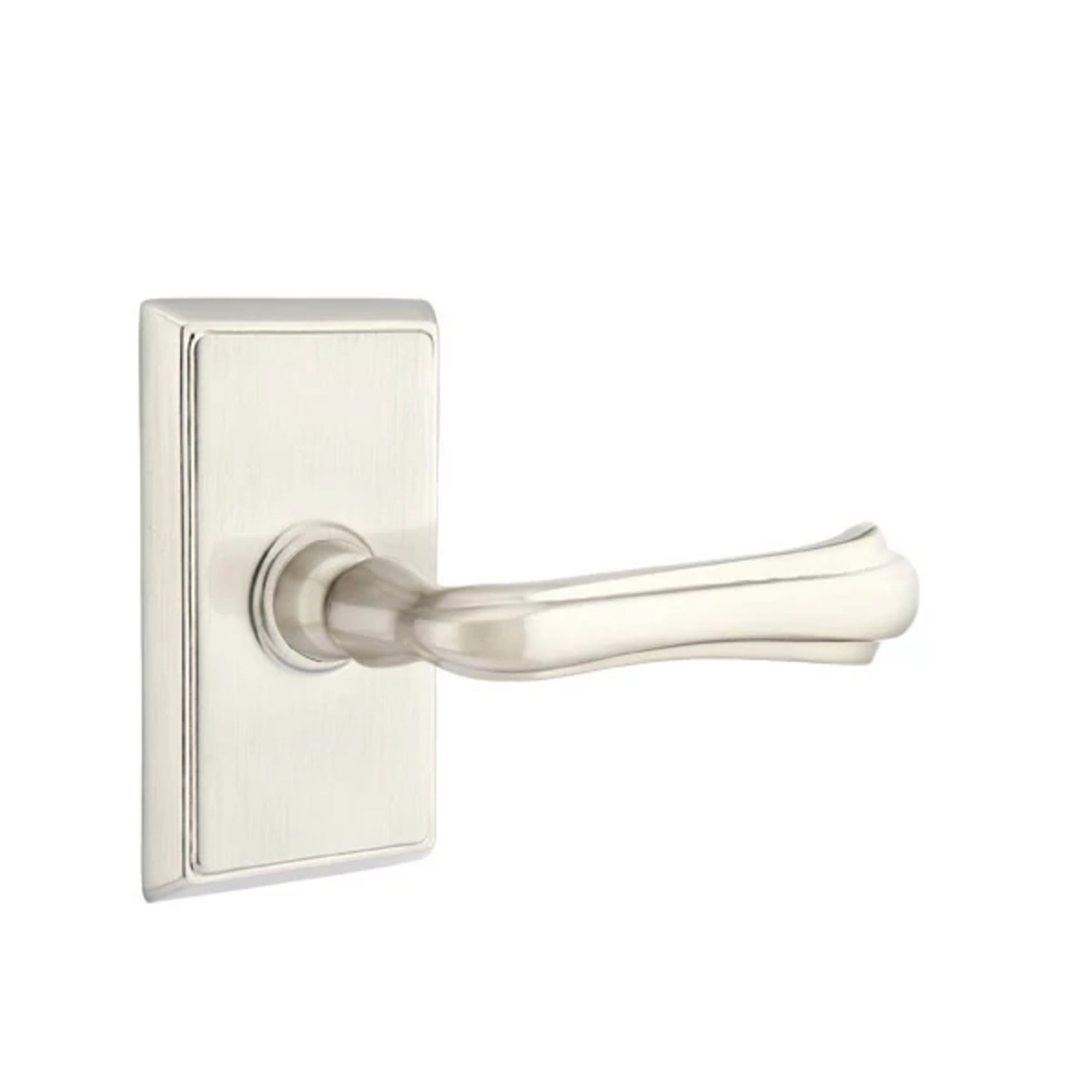 Emtek Wembley Lever with Rectangular Rosette in Satin Nickel