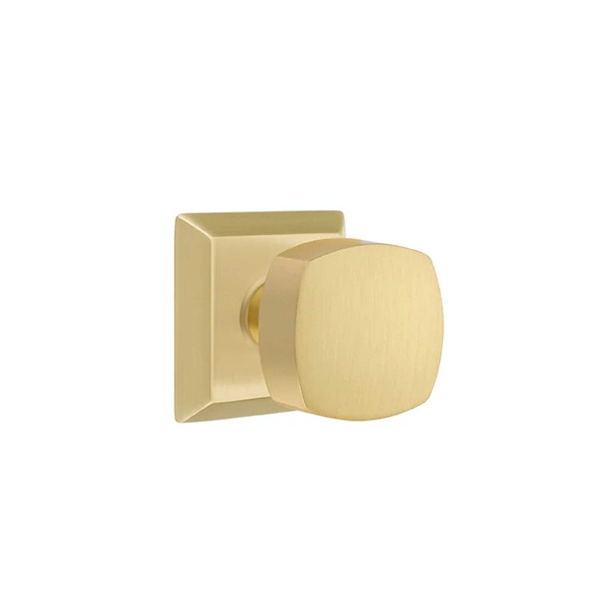 Emtek Freestone Knob with Quincy Rosette in Satin Brass