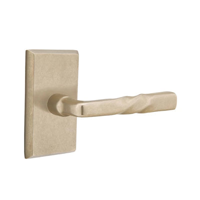Emtek Montrose Lever with #3 Rosette in Tumbled White Bronze