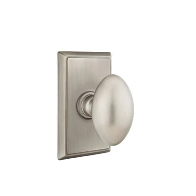 Emtek Egg Knob with Rectangular Rosette in Pewter