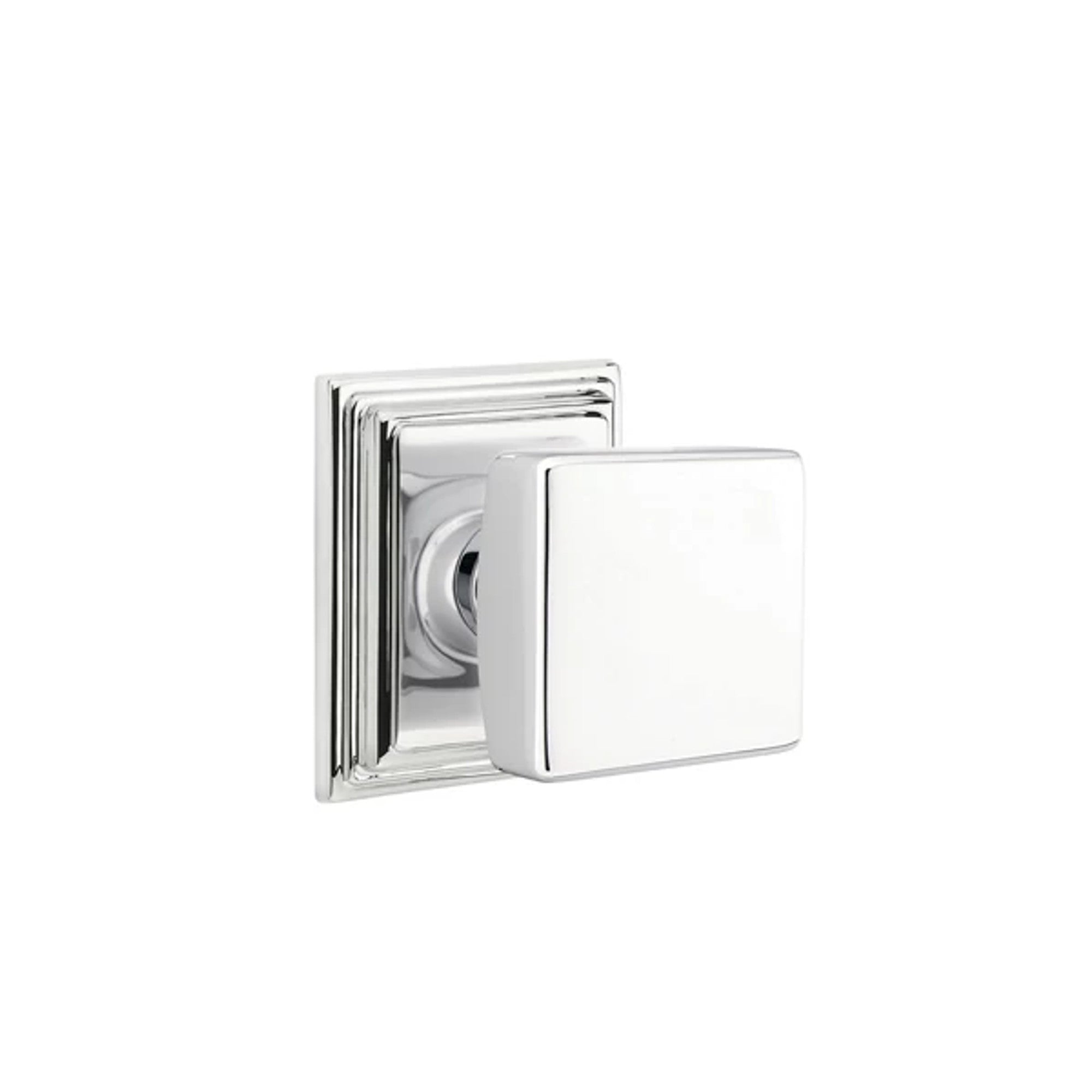 Emtek Square Knob with Wilshire Rosette in Polished Chrome