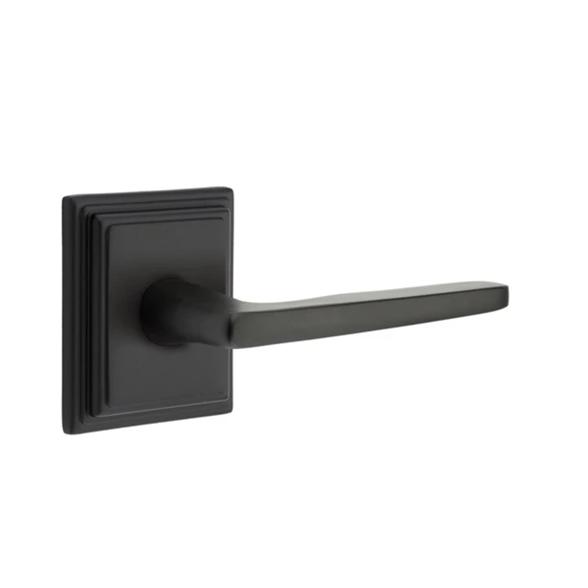 Emtek Hermes Lever with Wilshire Rosette in Flat Black
