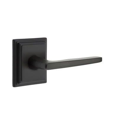 Emtek Hermes Lever with Wilshire Rosette in Flat Black