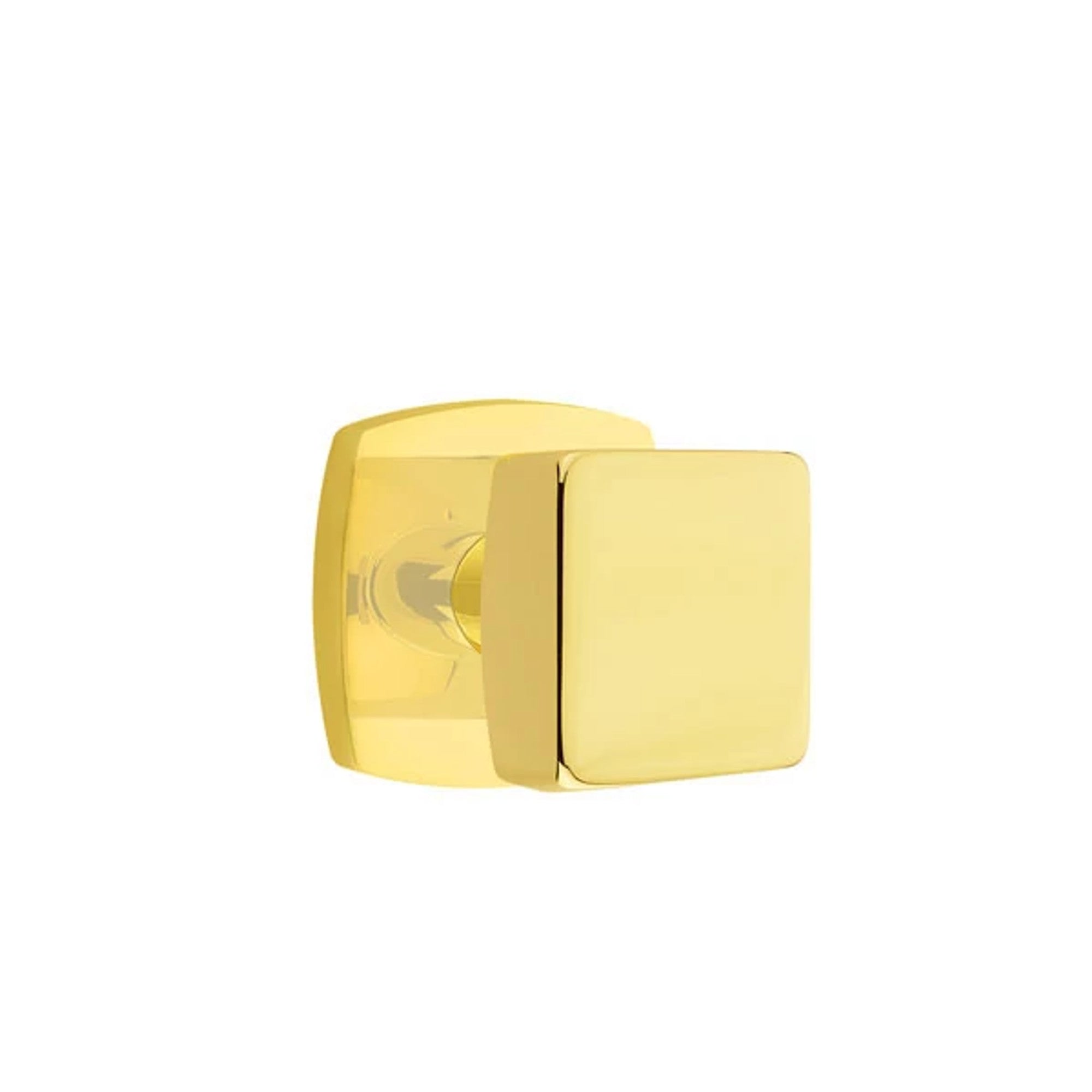 Emtek Square Knob with Urban Modern Rosette in Unlacquered Brass