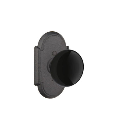 Emtek Madison Black Knob with #1 Rosette in Flat Black Steel