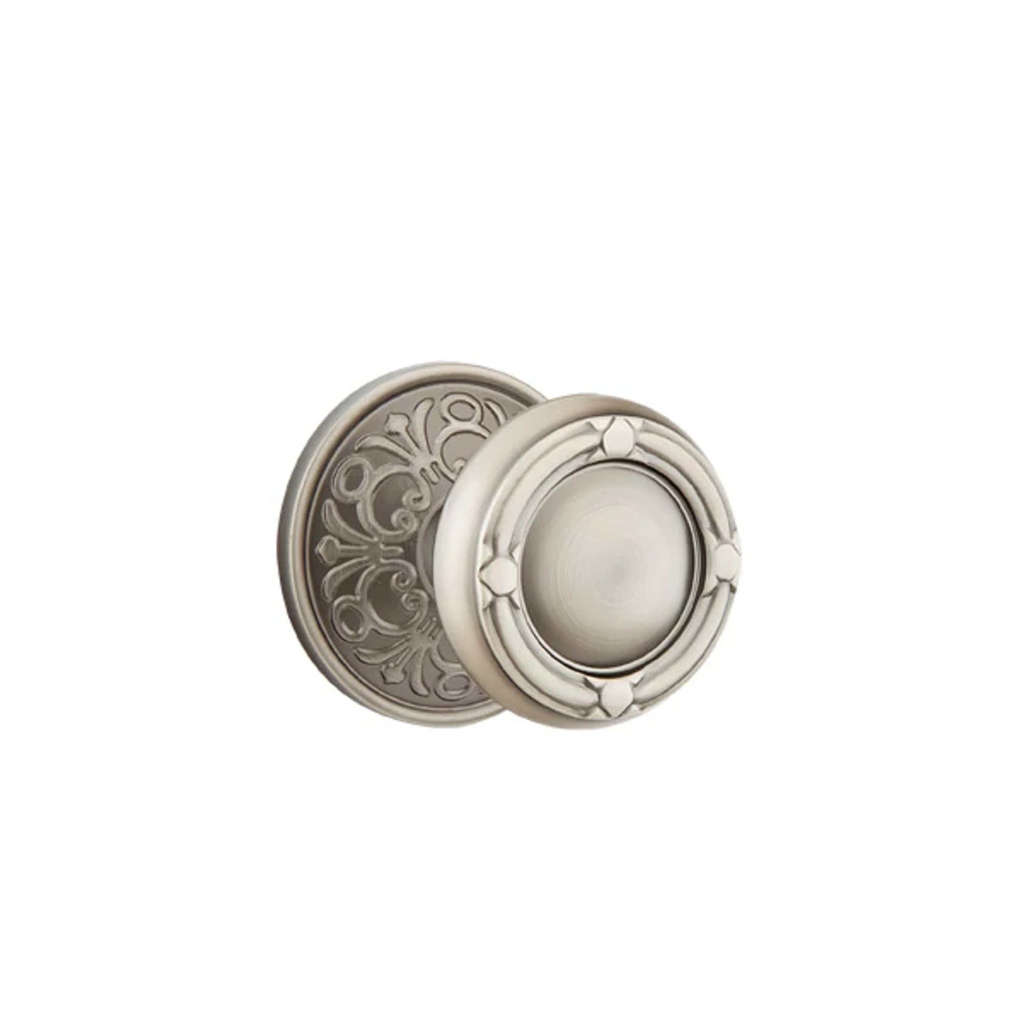 Emtek Ribbon & Reed Knob with Lancaster Rosette in Pewter