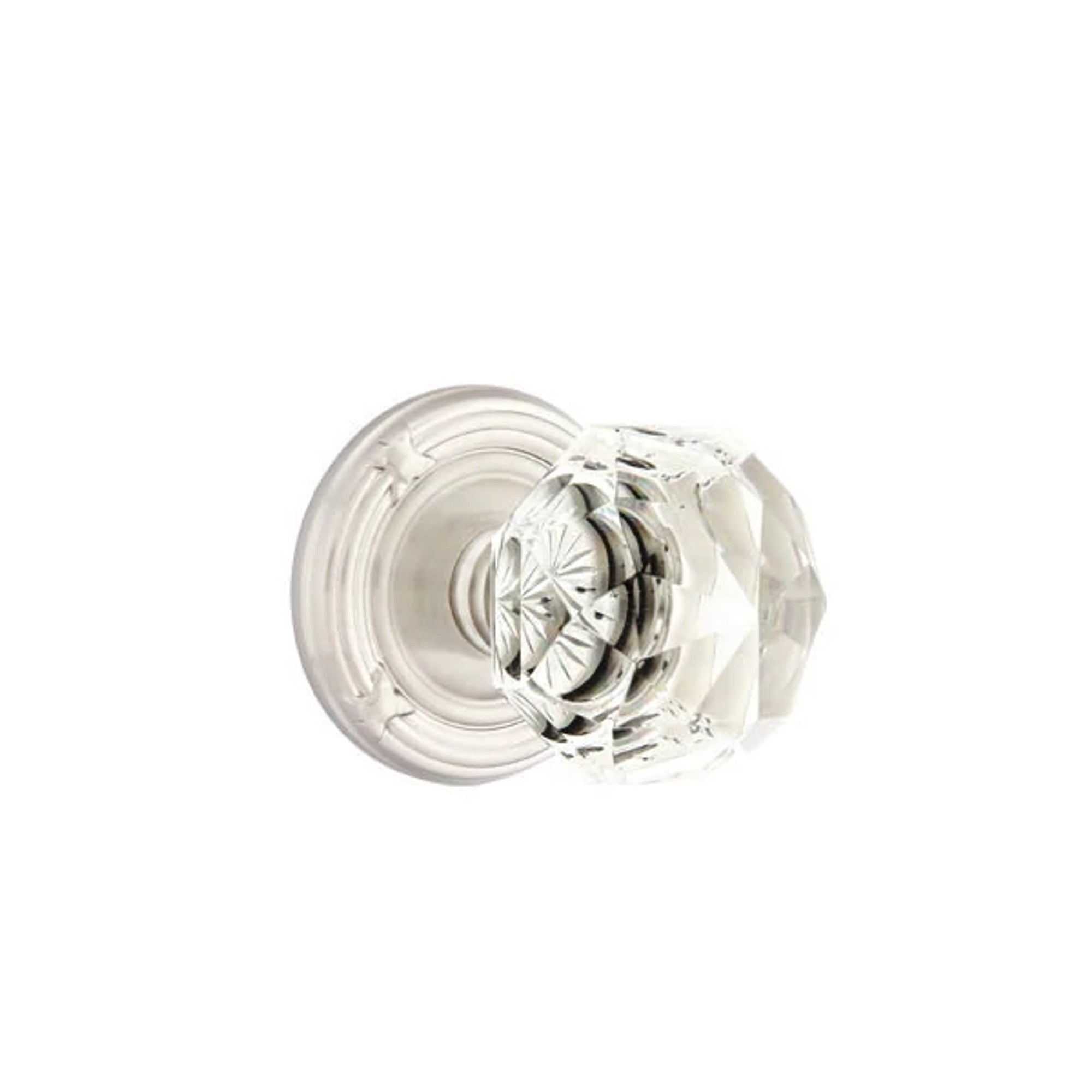 Emtek Diamond Knob with Ribbon & Reed Rosette in Satin Nickel