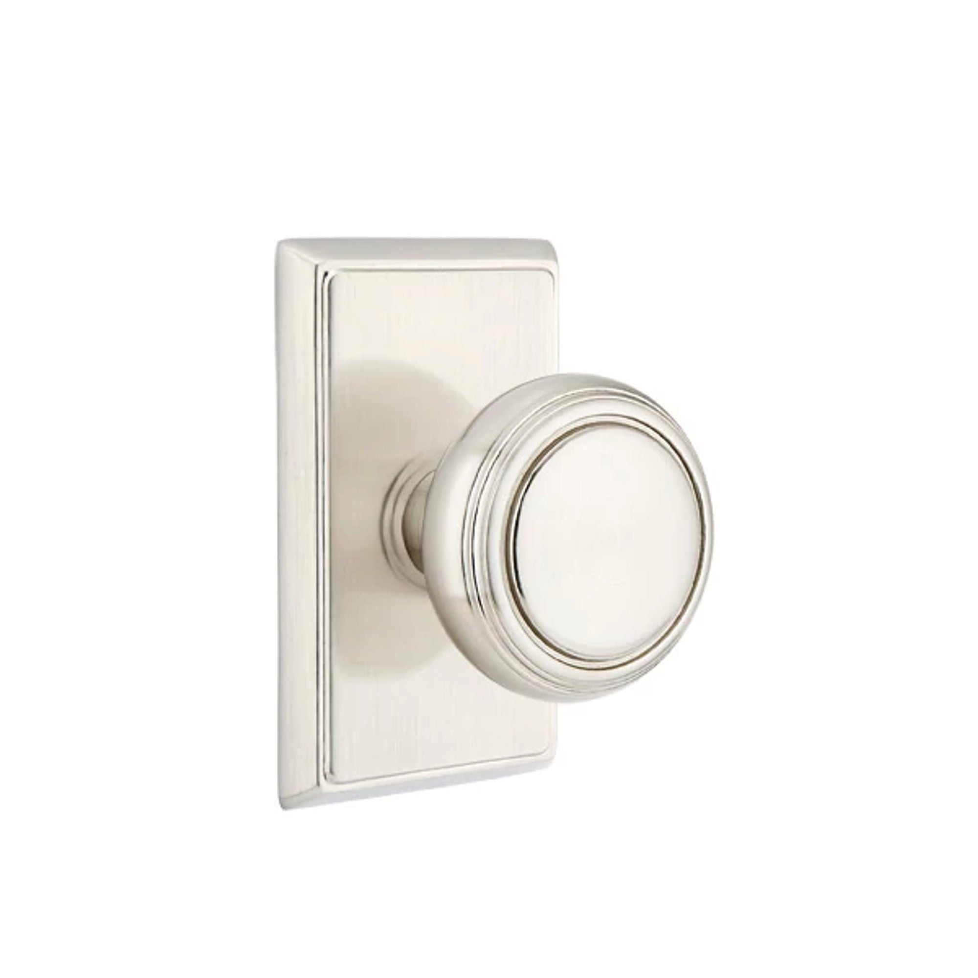 Emtek Norwich Knob with Rectangular Rosette in Satin Nickel